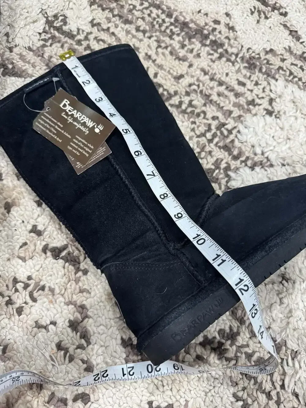 Bearpaw Emma Tall Black Sheepskin Suede Winter Boots Women’s Size 7